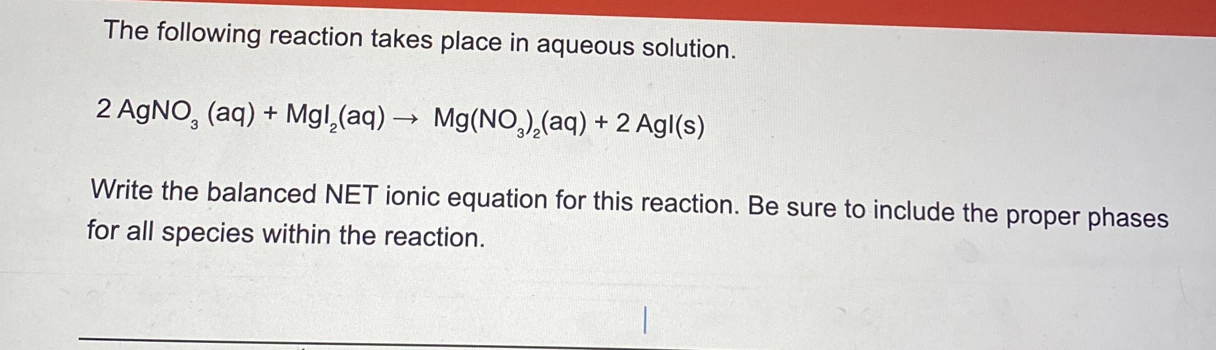 Solved The following reaction takes place in aqueous | Chegg.com