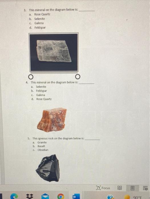 Solved Instruction Identify Each Of The Following Minerals | Chegg.com