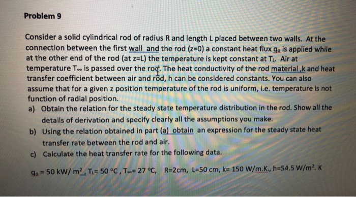 Problem 9 Consider a solid cylindrical rod of radius | Chegg.com