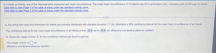 Solved In A Study On Intants One Of The Characteristics Chegg