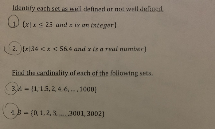 Well Defined Vs Not Well Defined Sets 