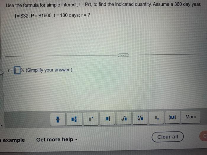 Solved Use the formula for simple interest, I = Prt, to find | Chegg.com