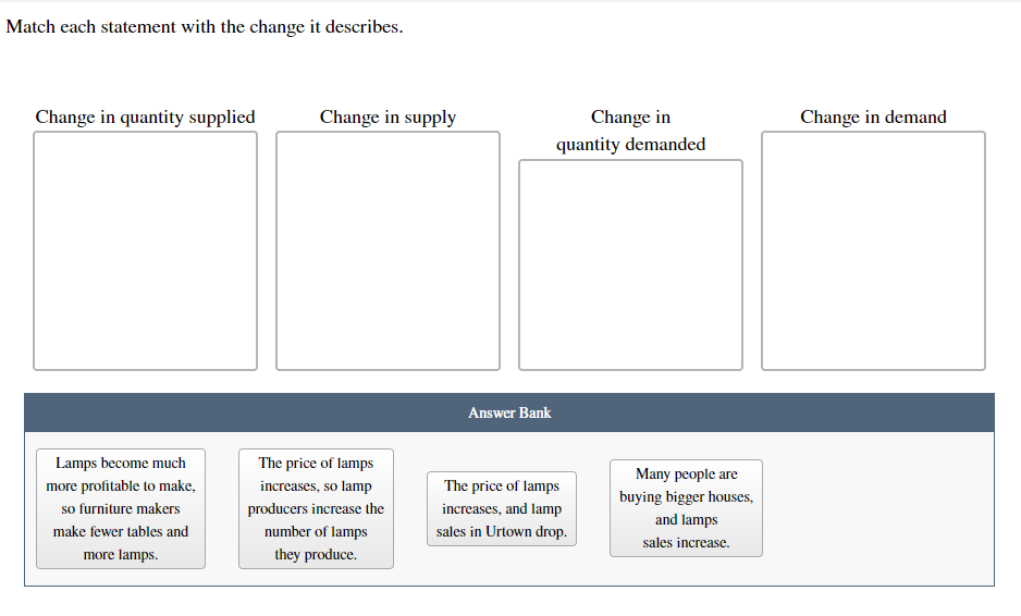 Solved Match each statement with the change it