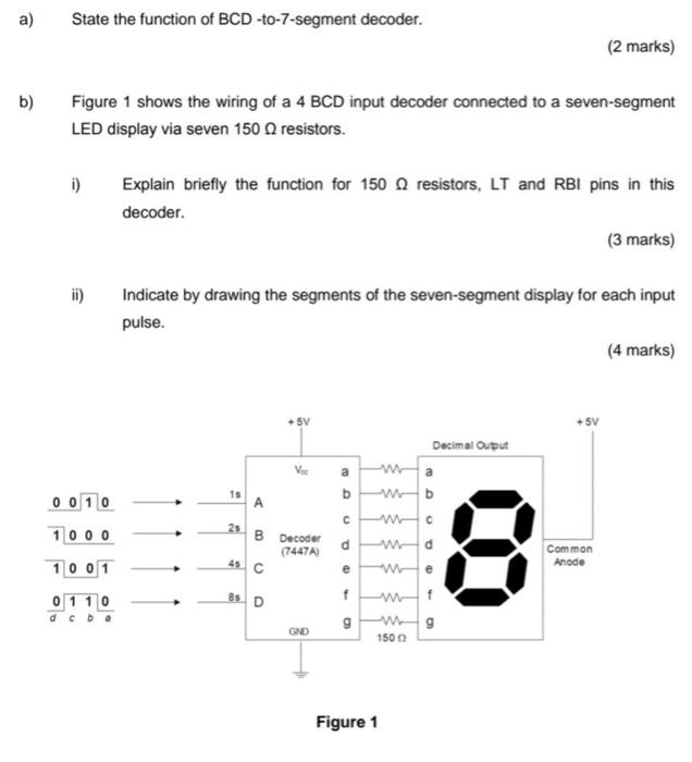 Solved a) State the function of BCD -to-7-segment decoder. | Chegg.com