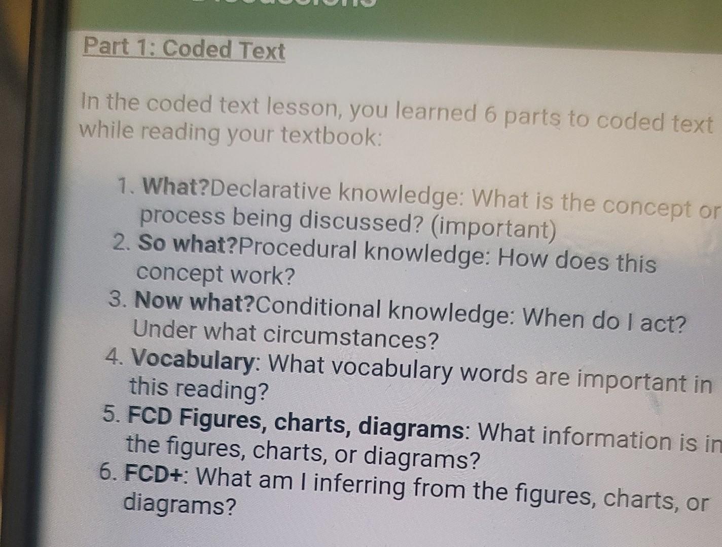 Part 1: Coded Text In the coded text lesson, you | Chegg.com