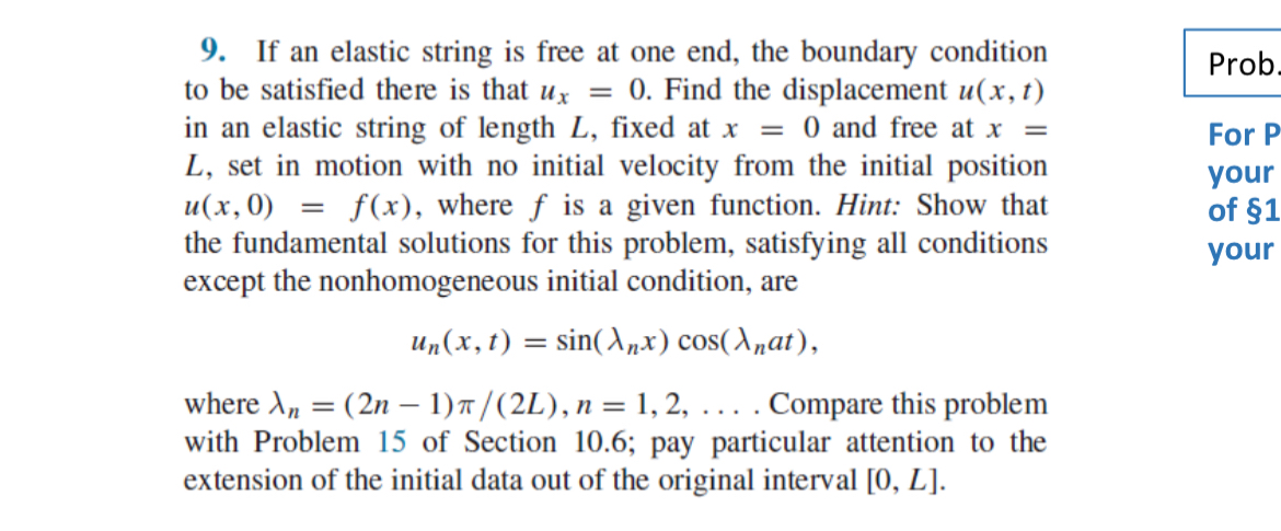 Solved If an elastic string is free at one end, the boundary | Chegg.com