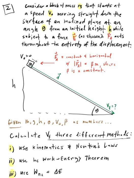 Solved 2 Consider A Block W Mass In That Starts At A Spe Chegg Com