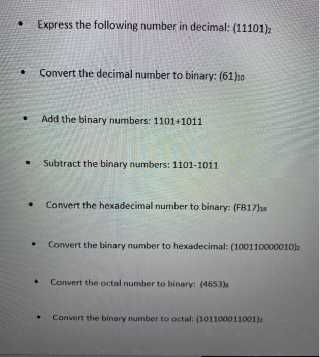 Solved Express the following number in decimal: (11101)2 | Chegg.com