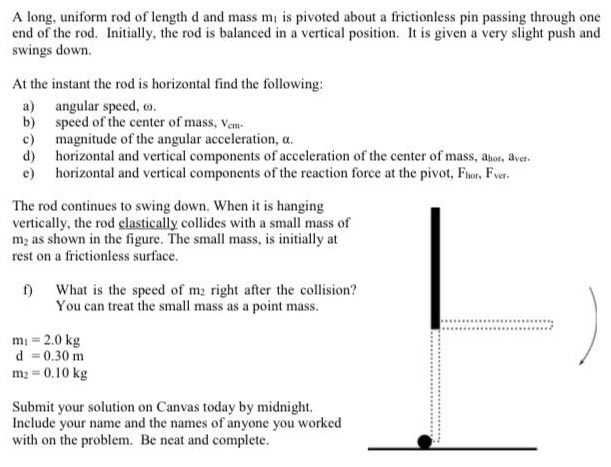 Solved A Long Uniform Rod Of Length D And Mass M Is Chegg Com