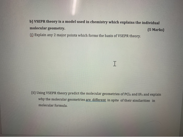 Solved B) VSEPR Theory Is A Model Used In Chemistry Which | Chegg.com