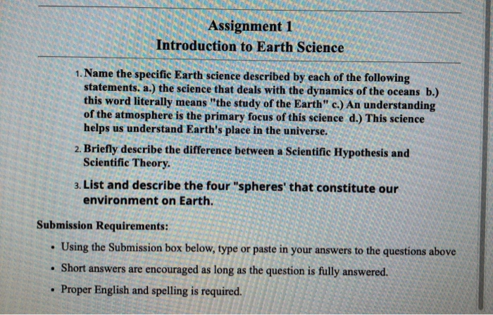 assignment earth transcript