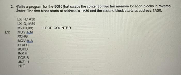 Solved Problem 1 (15 points): Write a program for the 8085 | Chegg.com