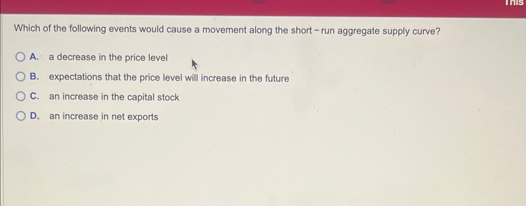 Solved Which of the following events would cause a movement | Chegg.com