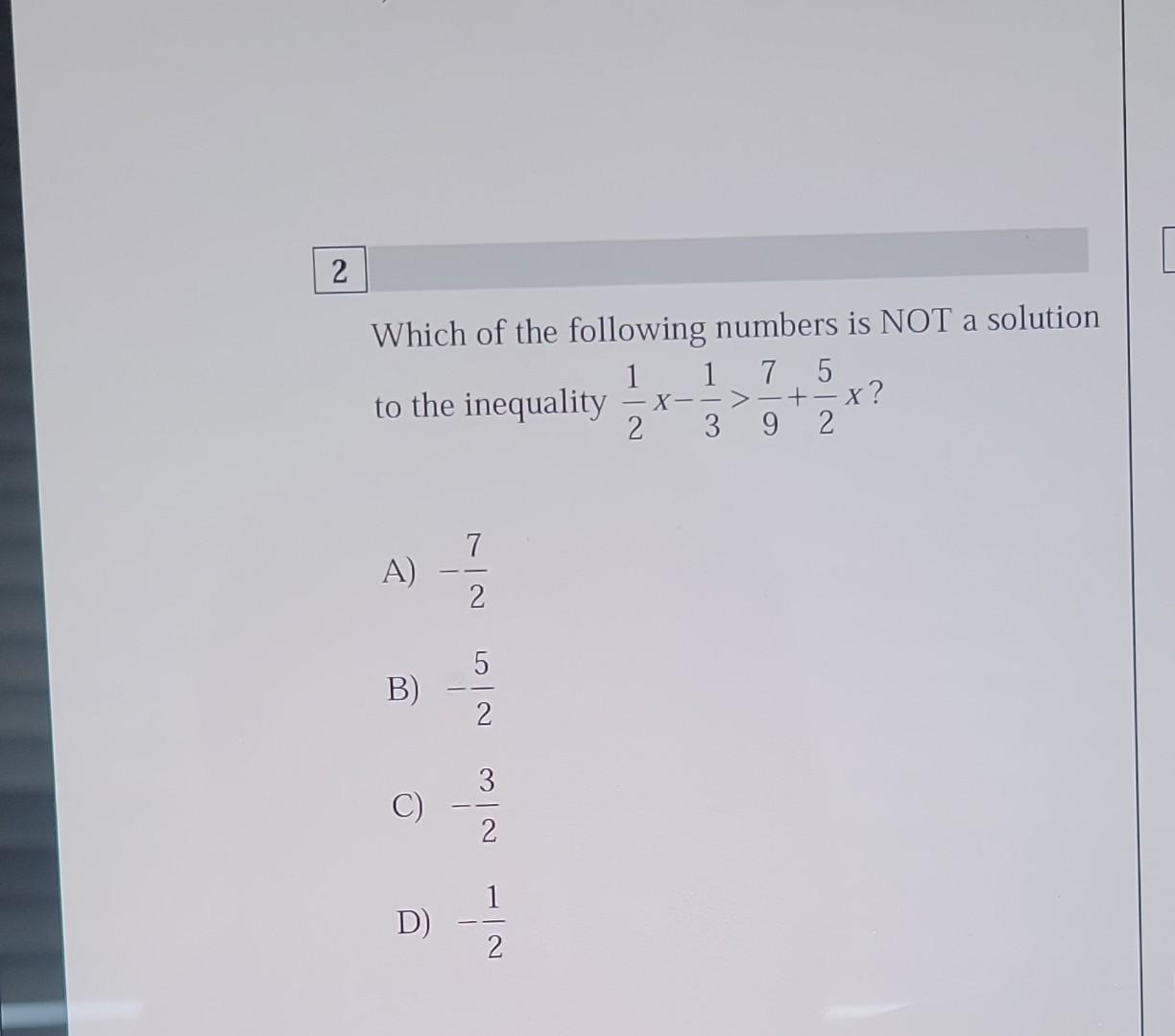 Solved Which of the following numbers is NOT a solution to | Chegg.com
