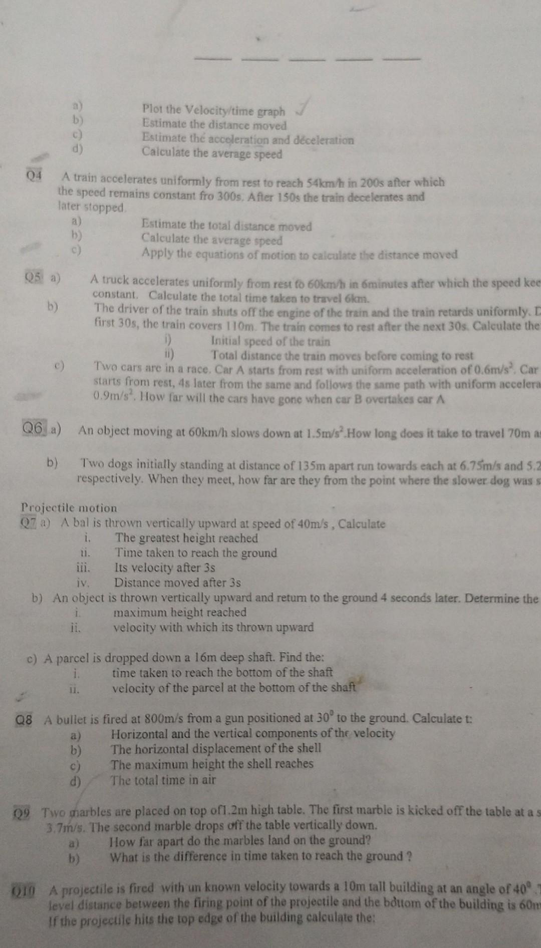 Solved assessments exercise Linear motion Q1 A car moving at | Chegg.com