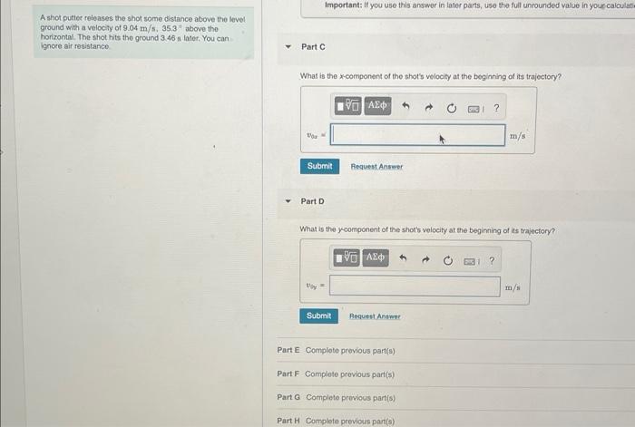 Solved A shot putiec releases the shot some distance above | Chegg.com