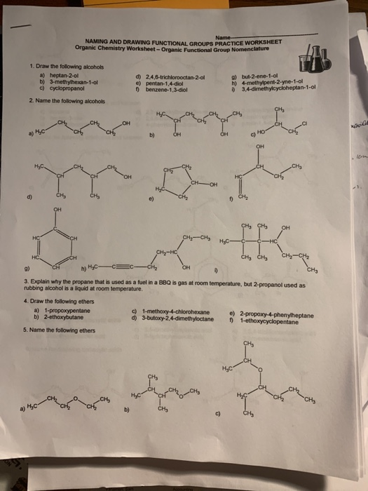 Solved NAMING AND DRAWING FUNCTIONAL GROUPS PRACTICE Chegg