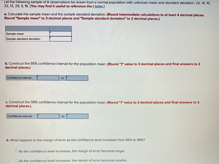 Solved Let the following sample of 8 observations be drawn | Chegg.com