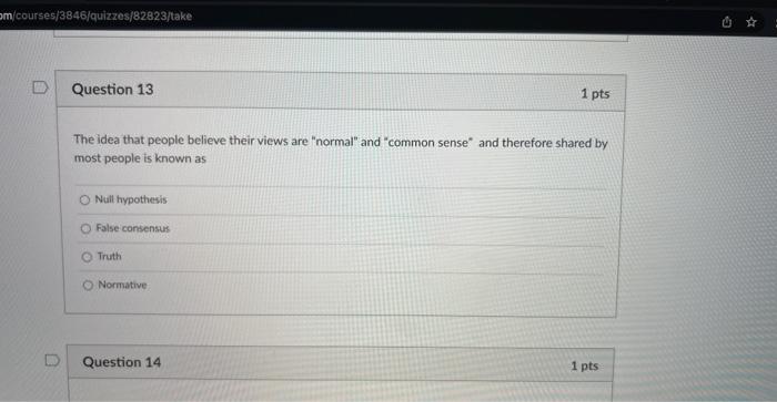 The idea that people believe their views are "normal" | Chegg.com