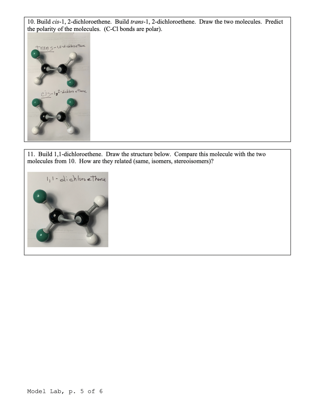 Solved Build cis-1, 2-dichloroethene. Build | Chegg.com