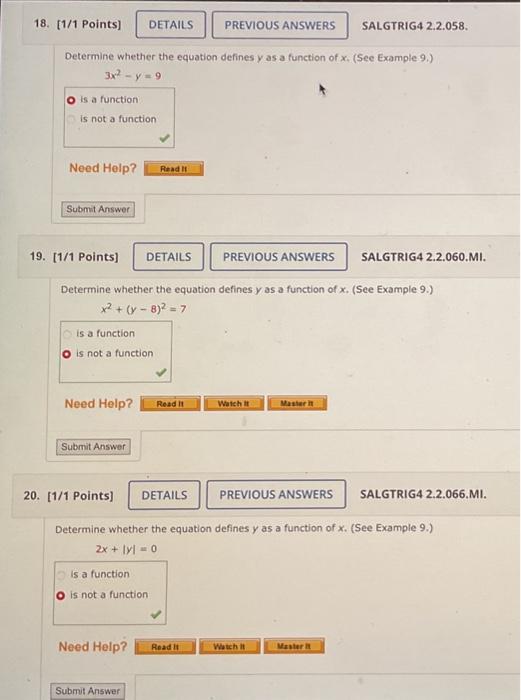 Solved Determine whether the equation defines y as a | Chegg.com