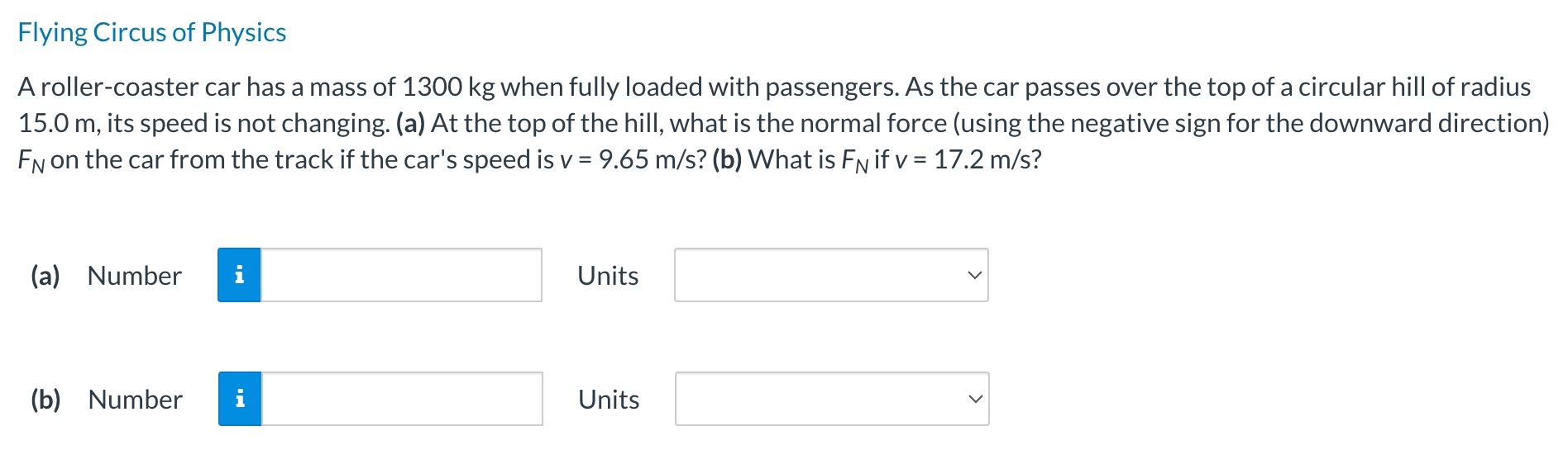 Solved Flying Circus of PhysicsA roller coaster car has a Chegg