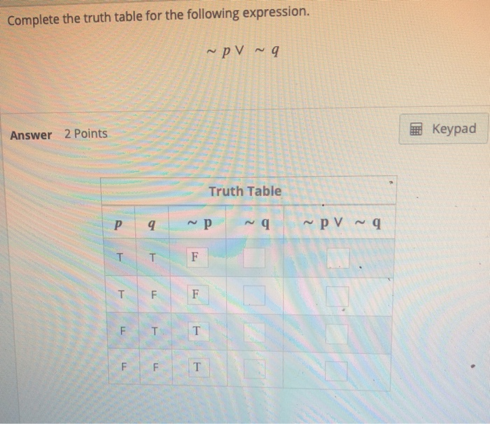 Solved Complete the truth table for the following | Chegg.com