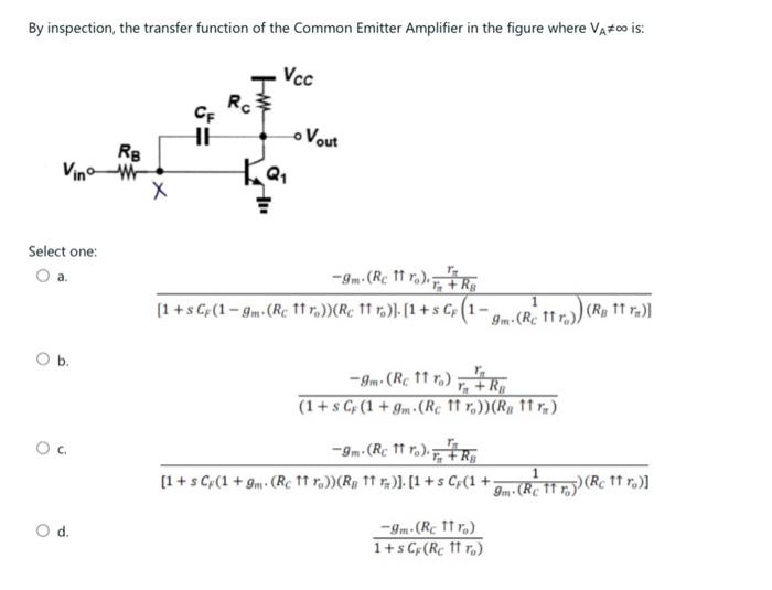 Solved By inspection, the transfer function of the Common | Chegg.com