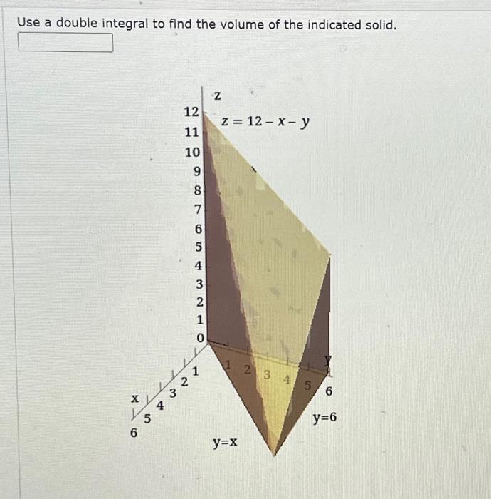 Solved Use a double integral to find the volume of the | Chegg.com
