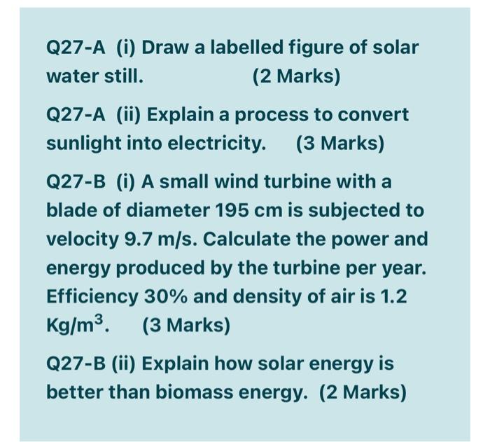 Solved Q27-A (i) Draw a labelled figure of solar water | Chegg.com