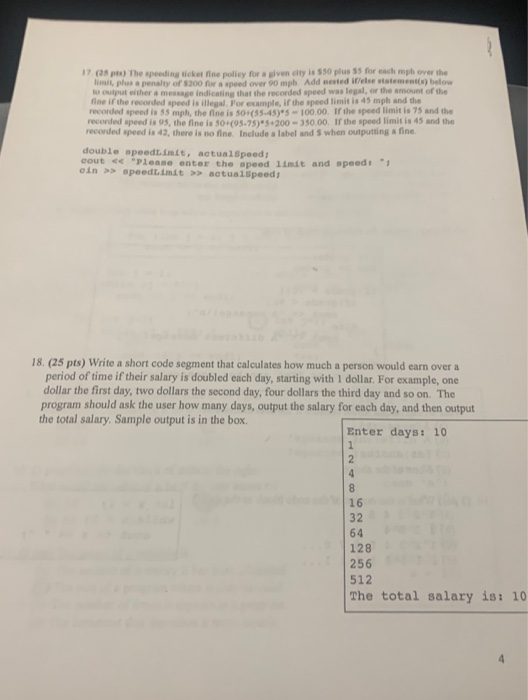solved speeding violation classwork (work with a... Solved 28 p) The pe r i 550 pluss for each othe plus a | Chegg.com