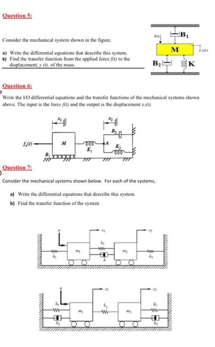 Solved Question 5: B Consider The Mechanical System Shown In | Chegg.com