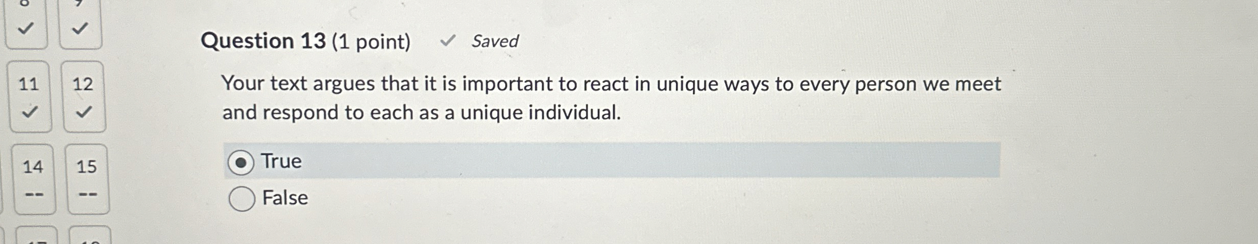 Solved Question 13 (1 ﻿point) ﻿Saved11,12Your text argues | Chegg.com