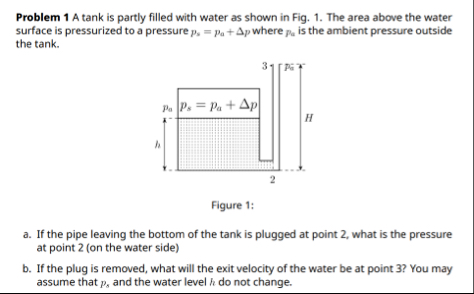 Solved Problem 1 A tank is partly filled with water as | Chegg.com