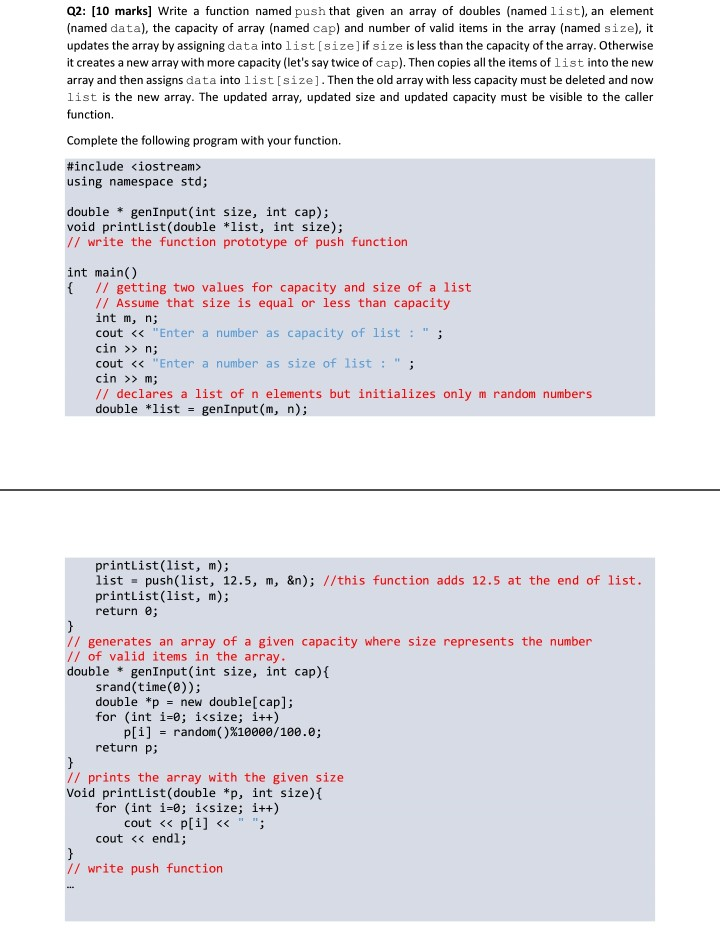 Solved code in c++ and please read the first paragraph | Chegg.com