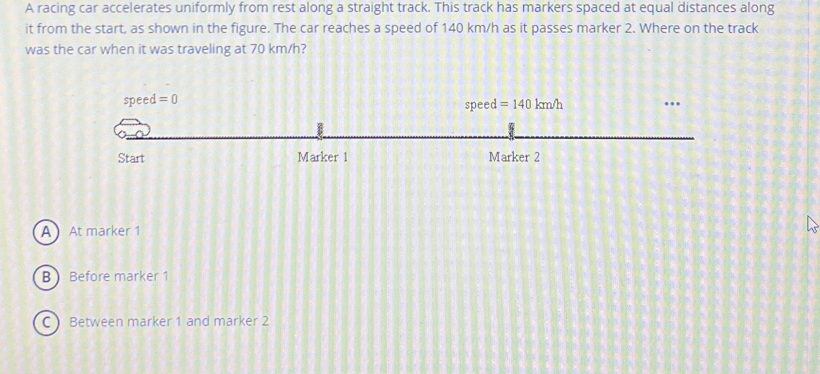 Solved A racing car accelerates uniformly from rest along a