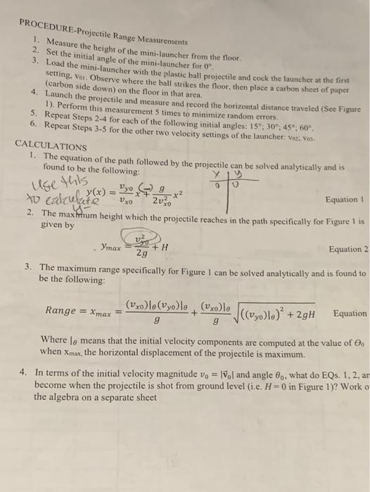 PHYS 2110 GENERAL PHYSICS I LABORATORY Projectile | Chegg.com