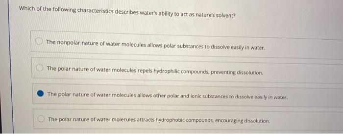 Solved Which Of The Following Characteristics Describes W Chegg Com