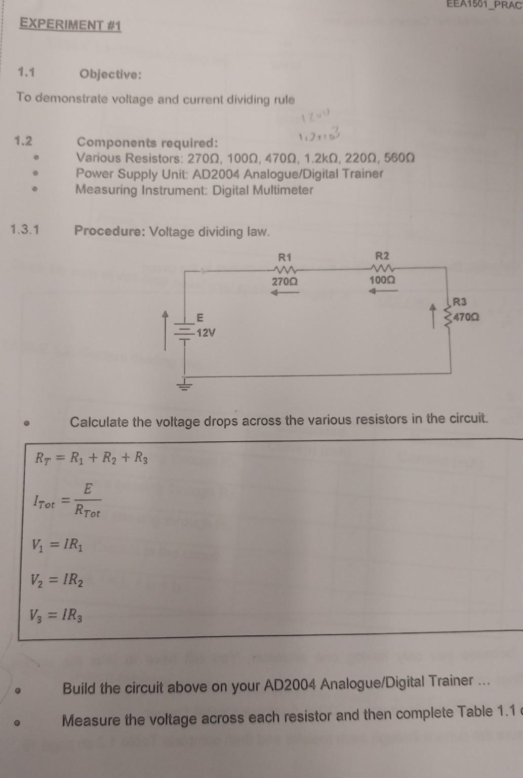 Solved 1.1 Objective: To Demonstrate Voltage And Current | Chegg.com