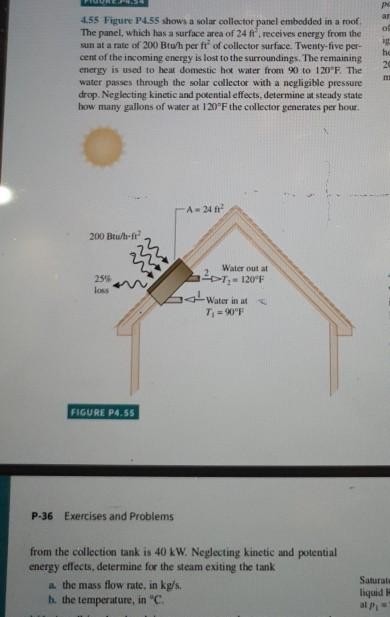 Solved 155 Figure P4.55 shows a solar collector panel | Chegg.com