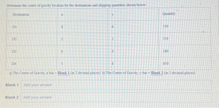 Solved Determine the center of gravity location for the | Chegg.com