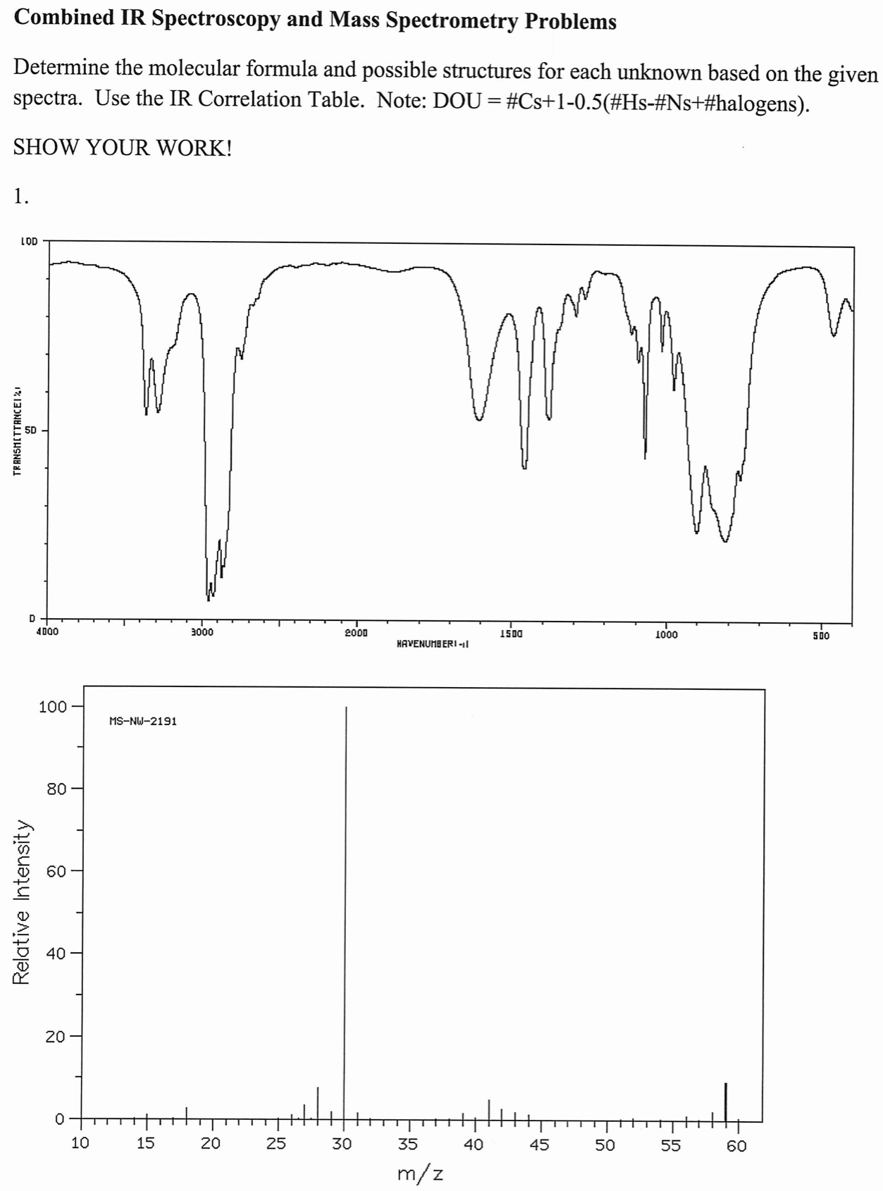 Solved Combined IR Spectroscopy and Mass Spectrometry