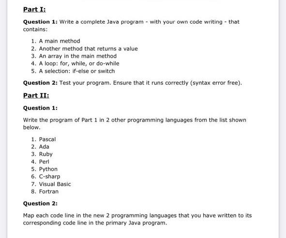Solved Hello,In part 1, I want a java code that is simpleand | Chegg.com