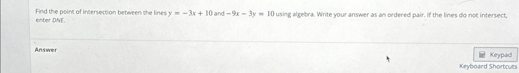 Solved Find the point of intersection between the lines | Chegg.com