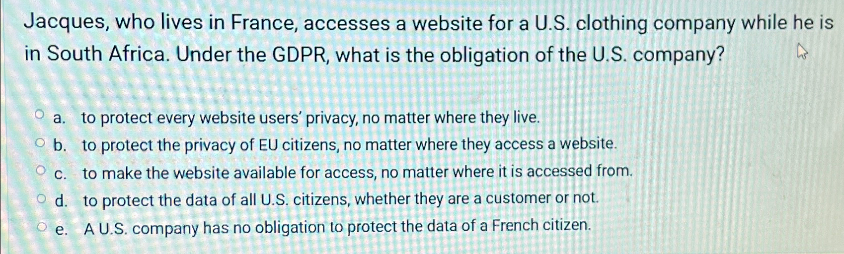 Solved Jacques, Who Lives In France, Accesses A Website For | Chegg.com