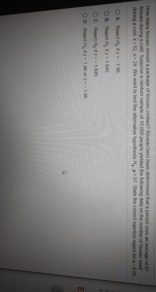 Solved How many tissues should a package of tissues contain?