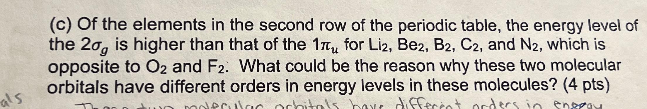 Solved c Of the elements in the second row of the Chegg