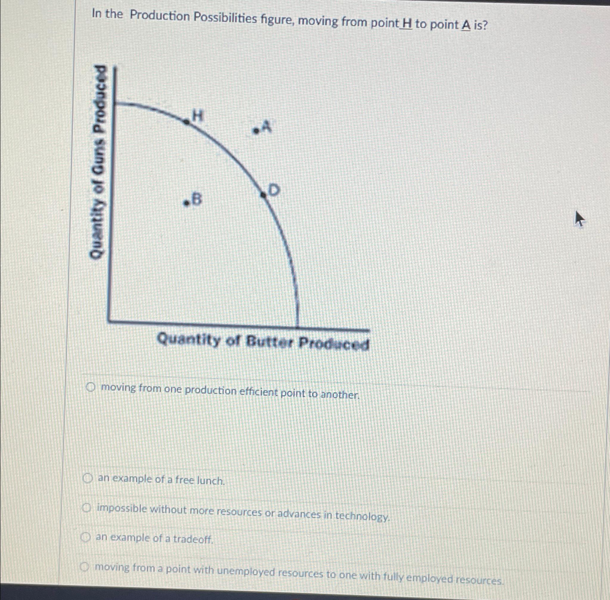 Solved In the Production Possibilities figure, moving from | Chegg.com