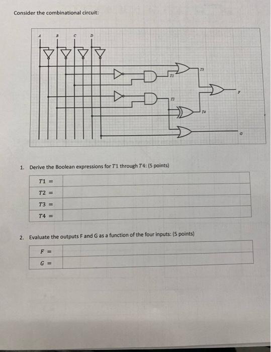 Solved Consider The Combinational Circuit: 1. Derive The | Chegg.com