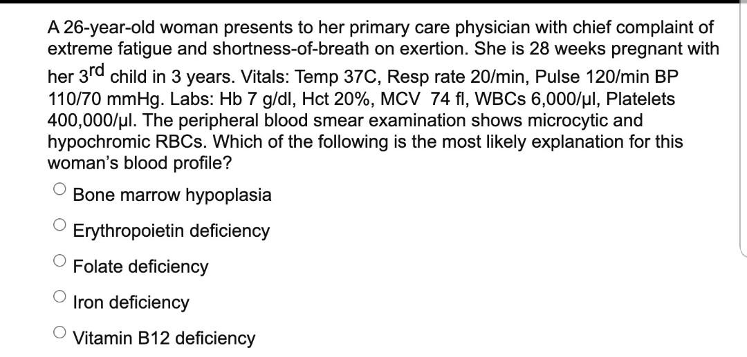 Solved A 26 year old Woman Presents To Her Primary Care Chegg